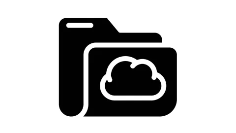 Computer folder cloud storage glyph icon animation Stock Footage 156652736
