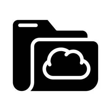 Computer folder cloud storage glyph icon vector illustration Stock Illustration