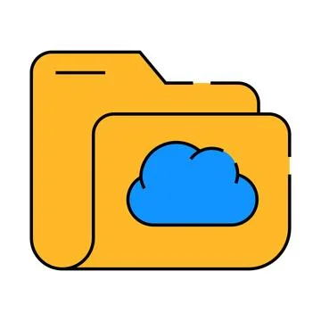 Computer folder cloud storage icon color illustration Stock Illustration