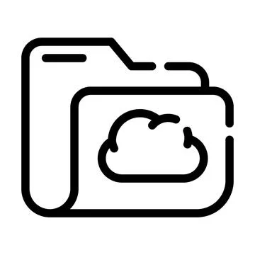 Computer folder cloud storage line icon vector illustration Stock Illustration