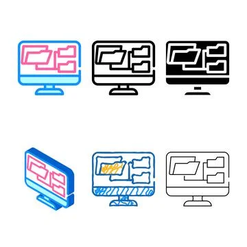 Computer folder color range icon vector Stock Illustration