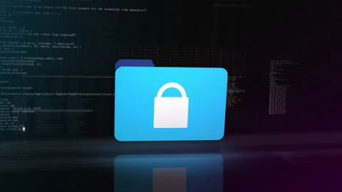 Computer folder data digital locked and protected. Security lock icon, Stock Footage 211806073
