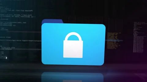 Computer folder data digital locked and protected Stock Footage 211806161
