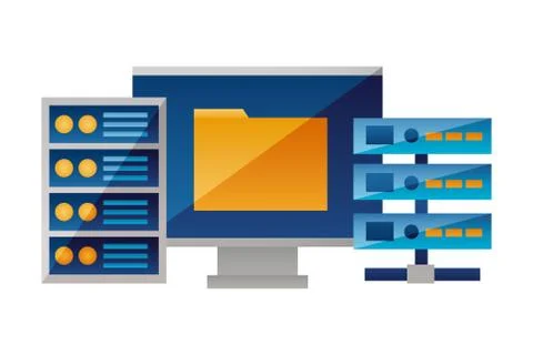 Computer folder database server Stock Illustration