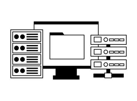Computer folder database server Stock Illustration