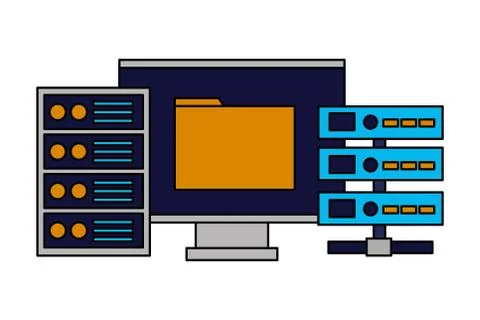 Computer folder database server Stock Illustration
