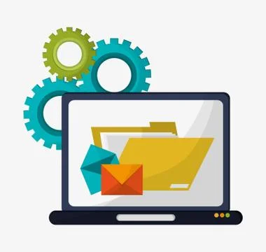 Computer folder file email gears Stock Illustration