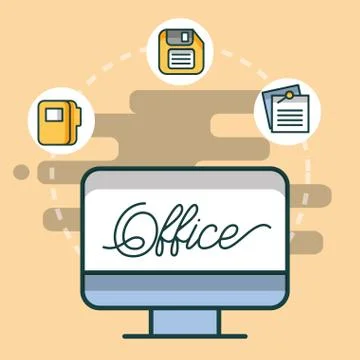 Computer folder floppy and paper office Illustrazione stock