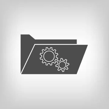 Computer folder with gear wheels Stock Illustration