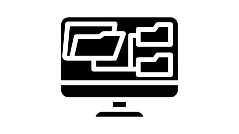 Computer folder glyph icon animation Stock Footage 227102544