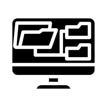Computer folder glyph icon vector illustration Illustrazione stock