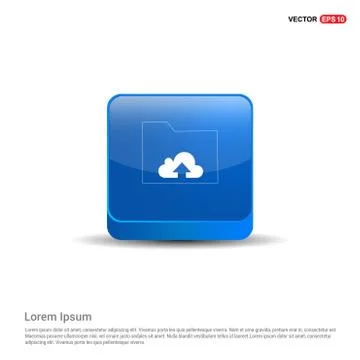 Computer Folder Icon - 3d Blue Button Illustrazione stock