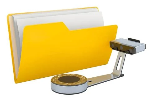 Computer folder icon with 3d scanner, 3D rendering Computer folder icon wi... Stock Photos