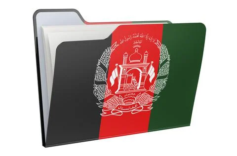 Computer folder icon with Afghan flag. 3D rendering 스톡 일러스트