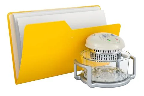 Computer folder icon with air fryer oven, 3D rendering Stock Illustration
