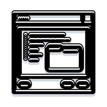 Computer folder icon application interface line art 库存插图