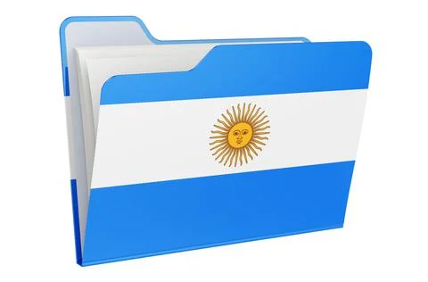 Computer folder icon with Argentinean flag. 3D rendering 스톡 일러스트