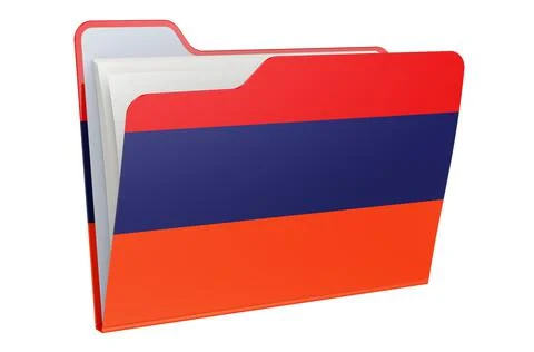 Computer folder icon with Armenian flag. 3D rendering 스톡 일러스트