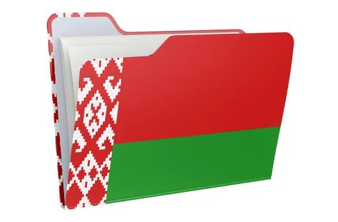 Computer folder icon with Belarusian flag. 3D rendering 스톡 일러스트