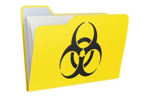Computer folder icon with Bio hazard symbol. 3D rendering Stock Illustration
