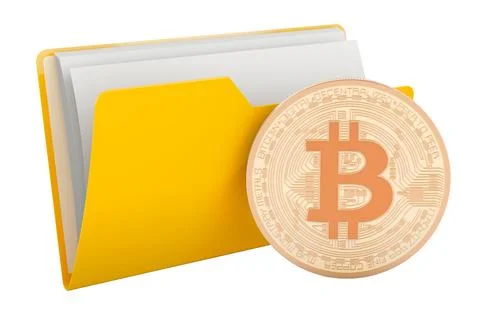 Computer folder icon with bitcoin, 3D rendering イラスト素材