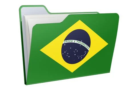 Computer folder icon with Brazilian flag. 3D rendering 스톡 일러스트