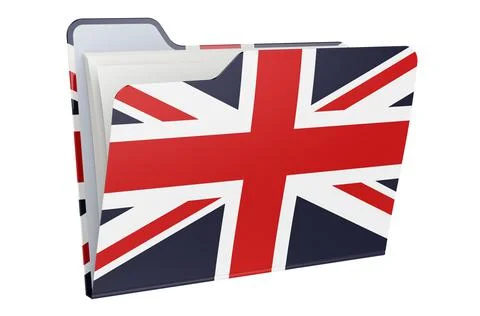Computer folder icon with British flag. 3D rendering Stock Illustration