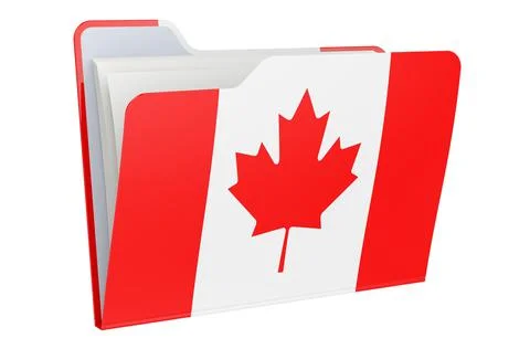Computer folder icon with Canadian flag. 3D rendering Stock Illustration