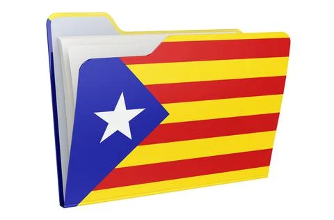 Computer folder icon with Catalan flag. 3D rendering 스톡 일러스트