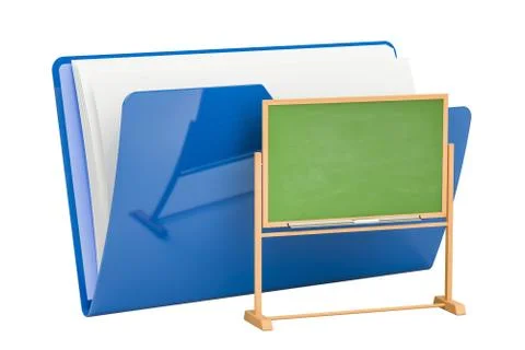 Computer folder icon with chalkboard, 3D rendering Stock Illustration