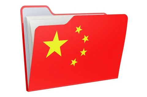 Computer folder icon with Chinese flag. 3D rendering 스톡 일러스트