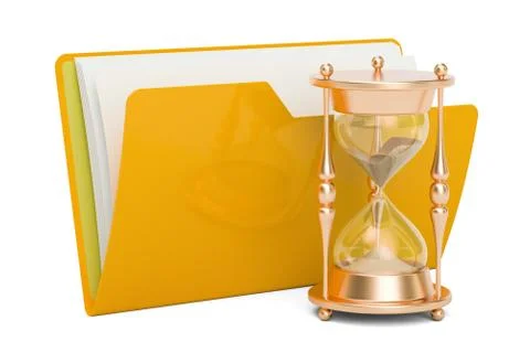 Computer folder icon with clock, 3D rendering Illustrazione stock