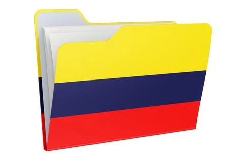 Computer folder icon with Colombian flag. 3D rendering Stock Illustration