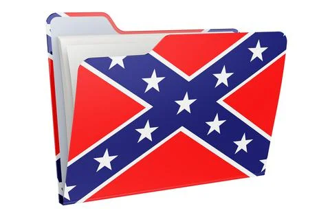 Computer folder icon with Confederate States of America flag. 3D rendering Stock Illustration