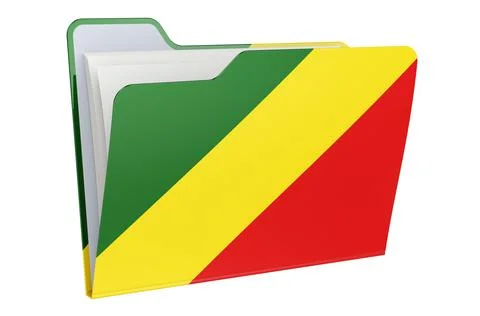 Computer folder icon with Congolese flag. 3D rendering Stock Illustration