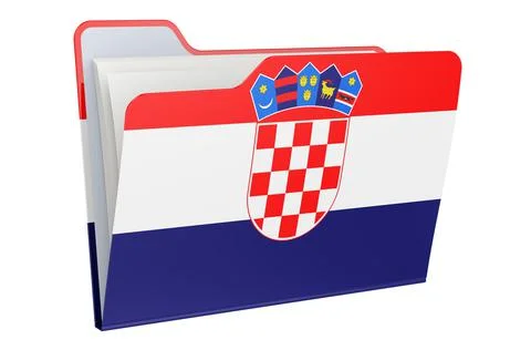 Computer folder icon with Croatian flag. 3D rendering Stock Illustration