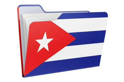Computer folder icon with Cuban flag. 3D rendering Stock Illustration
