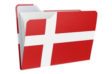 Computer folder icon with Danish flag. 3D rendering Illustrazione stock