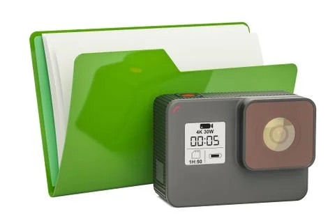 Computer folder icon with dashcam, 3D rendering Stock Illustration