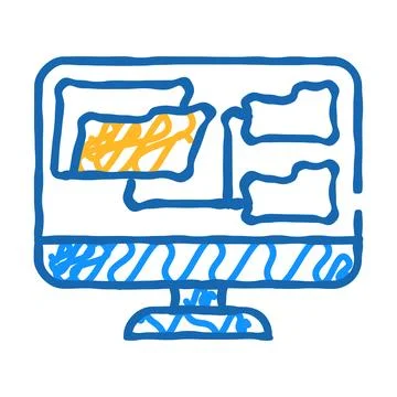 Computer folder icon doodle illustration Stock Illustration