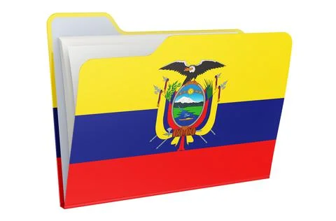 Computer folder icon with Ecuadorian flag. 3D rendering Stock Illustration