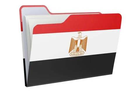 Computer folder icon with Egyptian flag. 3D rendering Computer folder icon... Stock Photos