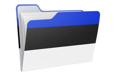 Computer folder icon with Estonian flag. 3D rendering Stock Illustration