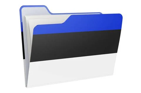 Computer folder icon with Estonian flag. 3D rendering Computer folder icon... Stock Photos