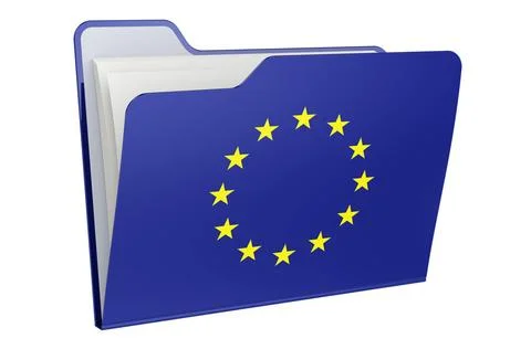 Computer folder icon with The EU flag. 3D rendering Computer folder icon w... Stock Photos