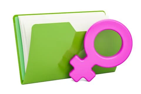 Computer folder icon with female gender symbol, 3D rendering Stock Illustration