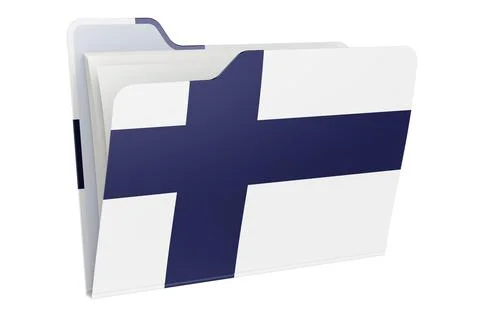Computer folder icon with Finnish flag. 3D rendering Stock Illustration