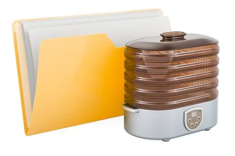 Computer folder icon with food dehydrator, 3D rendering Stock Illustration