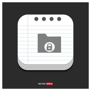 Computer Folder Icon Gray icon on Notepad Style template Vector EPS 10 Free I Stock Illustration