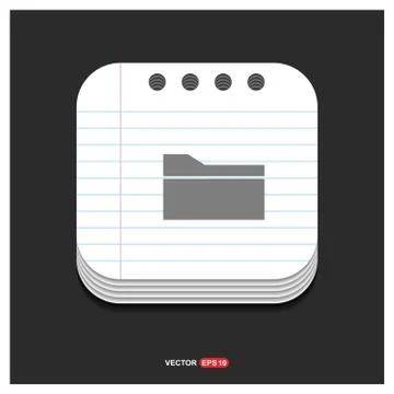 Computer Folder Icon Gray icon on Notepad Style template Vector EPS 10 Free I Stock Illustration